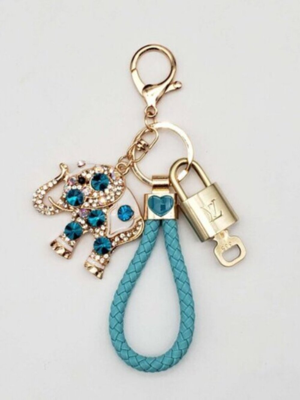 LV Gold Padlock Authentic 🔑 Luxury Bag Charm w/ Unbranded Elephant  Keychain